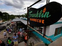 Long lines form outside Franklin Barbecue in Austin, Texas, Wednesday, April 17, 2013 during...