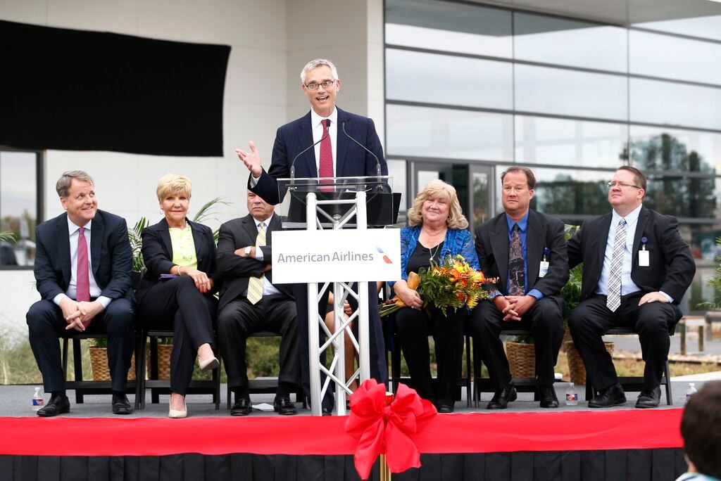 Robert Isom spoke during the opening of American Airlines' Robert W. Baker Integrated...