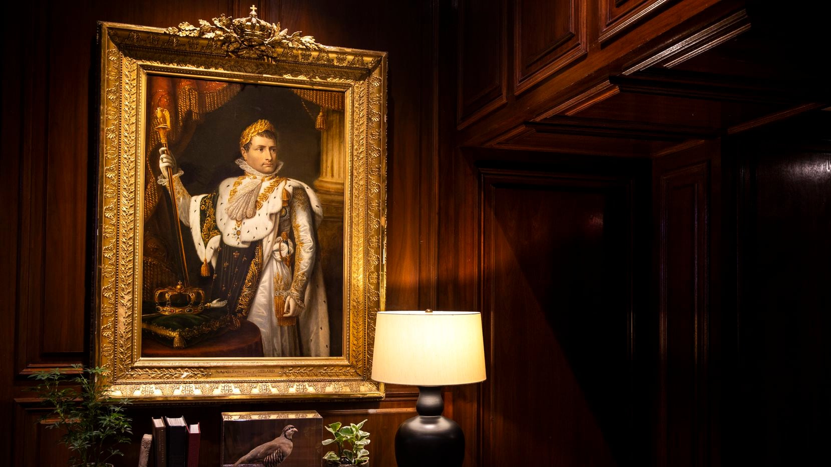 A portrait of Napoleon painted by François Gérard hangs in the City Hall Bar room of the...