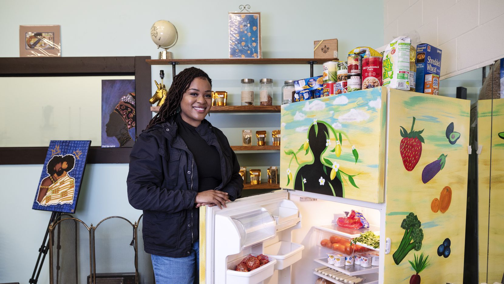 Jasmine Coleman and her free refrigerator concept titled The People's Fridge located at Heyy...