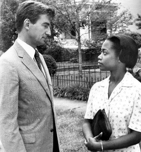 Sam Waterston stars as Forrest Bedford and Regina Taylor as Lilly Harper in I'll Fly Away. 