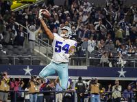 Dallas Cowboys defensive end Sam Williams celebrates after recovering a fumble during the...