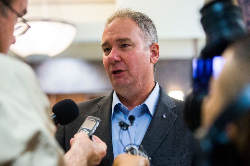 Michael Quinn Sullivan, president of Empower Texans, speaks to reporters after a Republican...