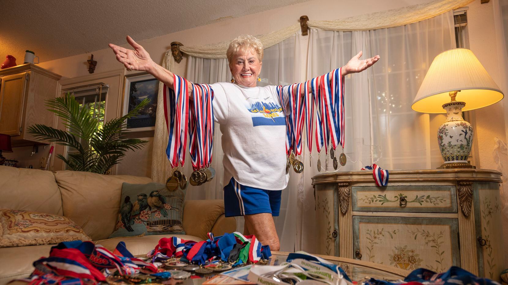 Kay Seamayer, 81, has the medals to prove her athletic skill. She’s in the lineup for a team of basketball players in their 80s heading to the National Senior Games in Florida in May.
