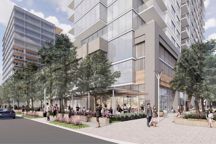 The redevelopment plan for North Dallas' Preston Center would add high-rise apartments and...