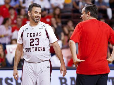 Jimmy Kimmel and Sen. Ted Cruz face off during the Blobfish Basketball Classic and...