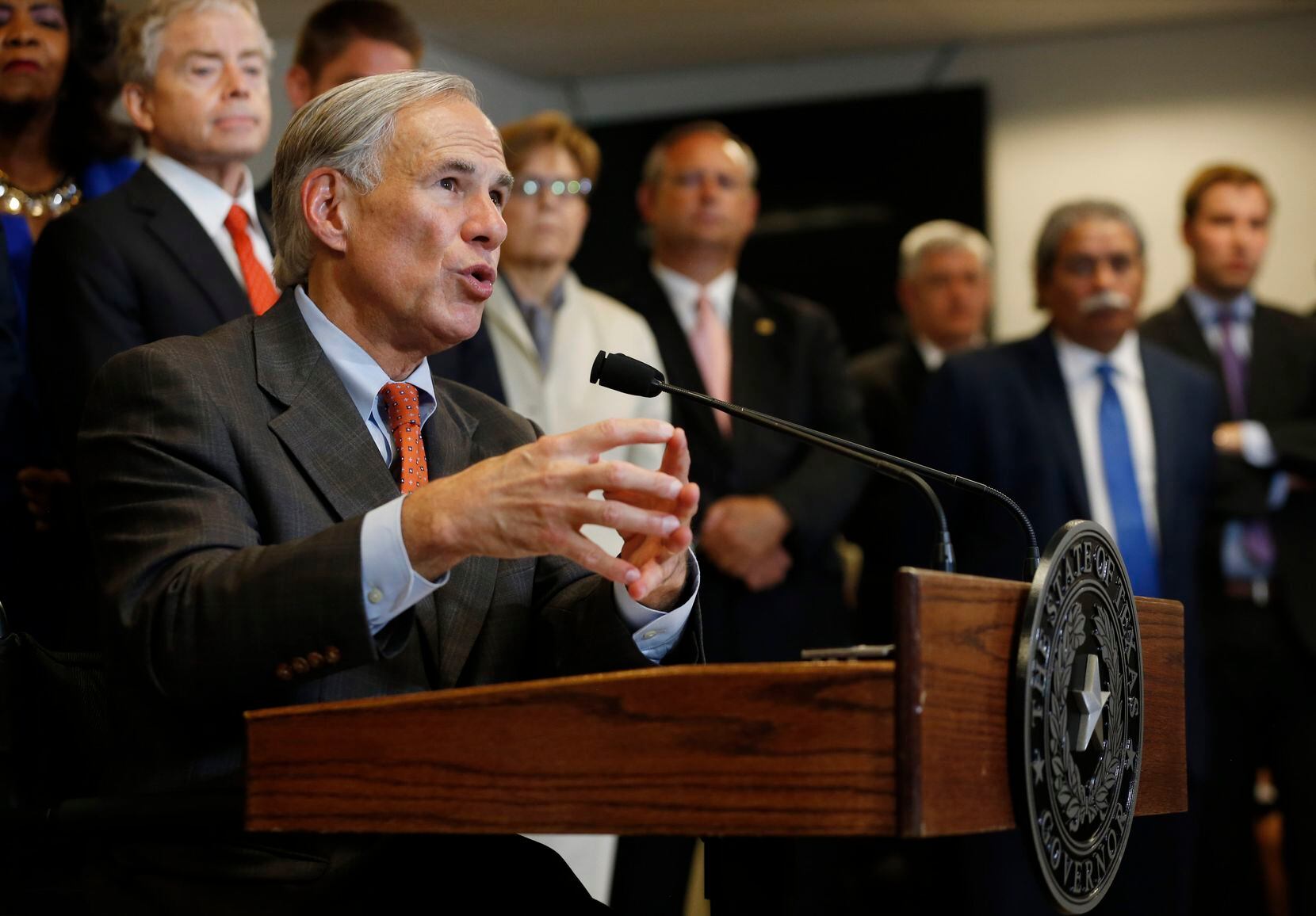 Gov. Greg Abbott unveiled his plan to enhance school safety in 2018 during a press...