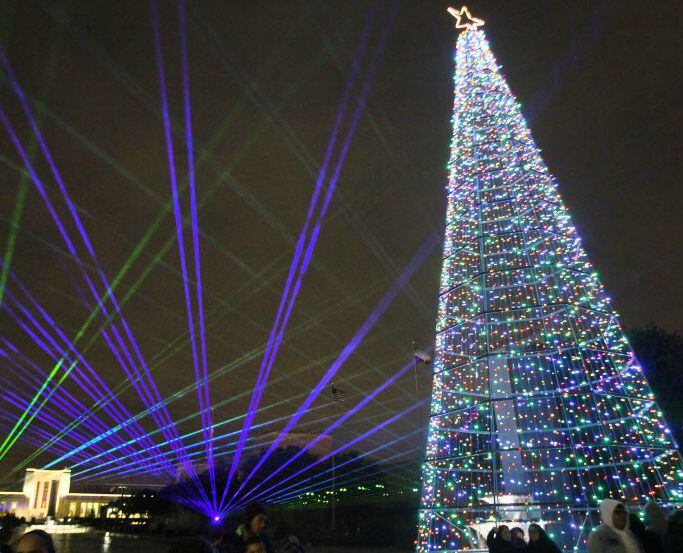 Christmas tree lighting ceremony at Fair Park. 