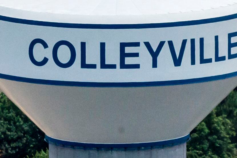 A Colleyville water tower in Colleyville, Texas, on Thursday, June 18, 2020. (Lynda M....