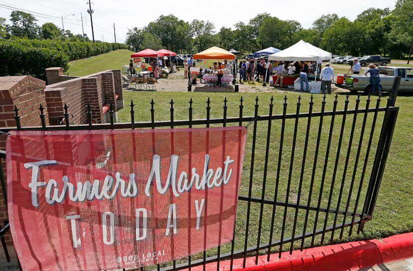 The new farmers market near the old football field on the Paul Quinn College campus.