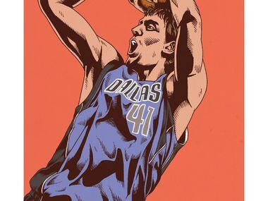 Torres drew this image of Dirk Nowitzki after fans requested him to depict the Mavericks star.