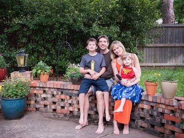 From left, Max Briggle, Adam Briggle, Amber Briggle and LuLu Briggle at their Denton home on...