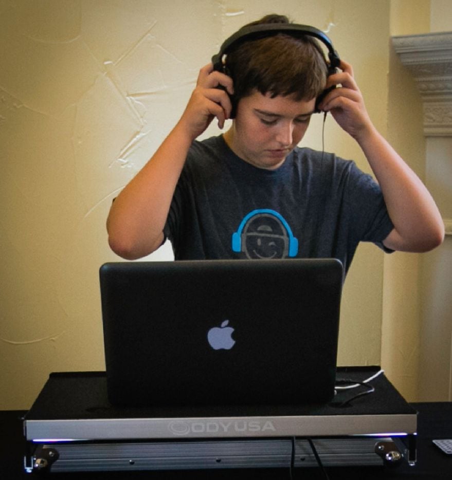 Alex Aughenbaugh, 14, practices DJing at his home in Southlake. Augehenbaugh attended the DJ...