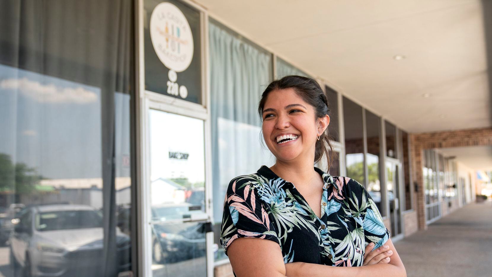Maricsa Trejo, owner and pastry chef at La Casita Bakeshop, poses for a portrait outside her...