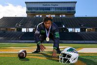 DeSoto's Keylan Abrams poses for a photo after being named The Dallas Morning News' All-Area...
