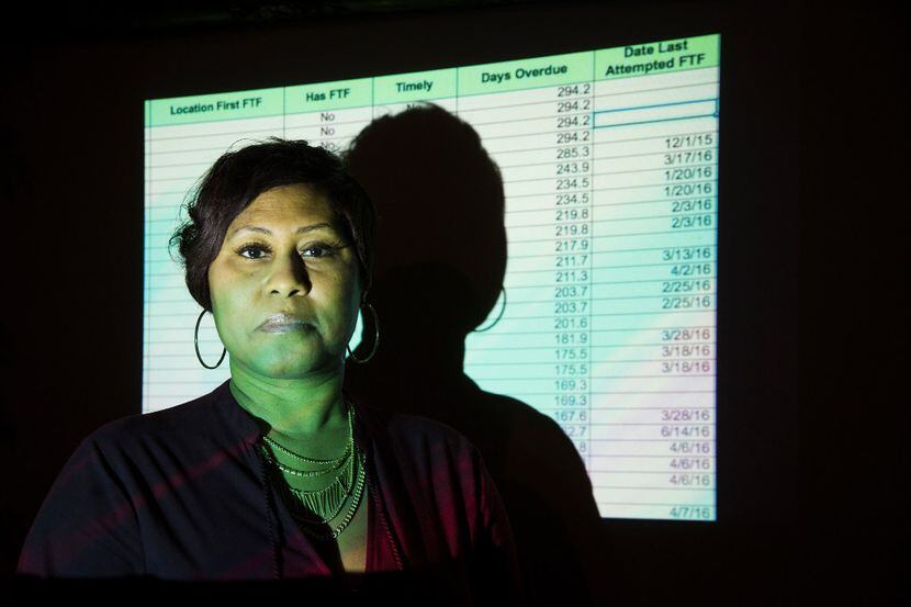 Former Child Protective Services investigative caseworker Stephanie Taylor with a projected...
