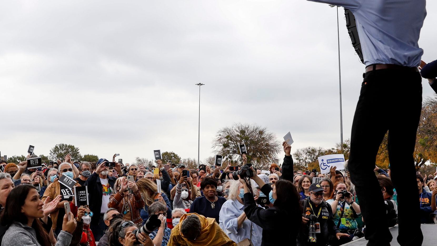 Beto O'Rourke speaks at a rally in Dallas on Sunday, Nov. 21, 2021. The campaign in Dallas...