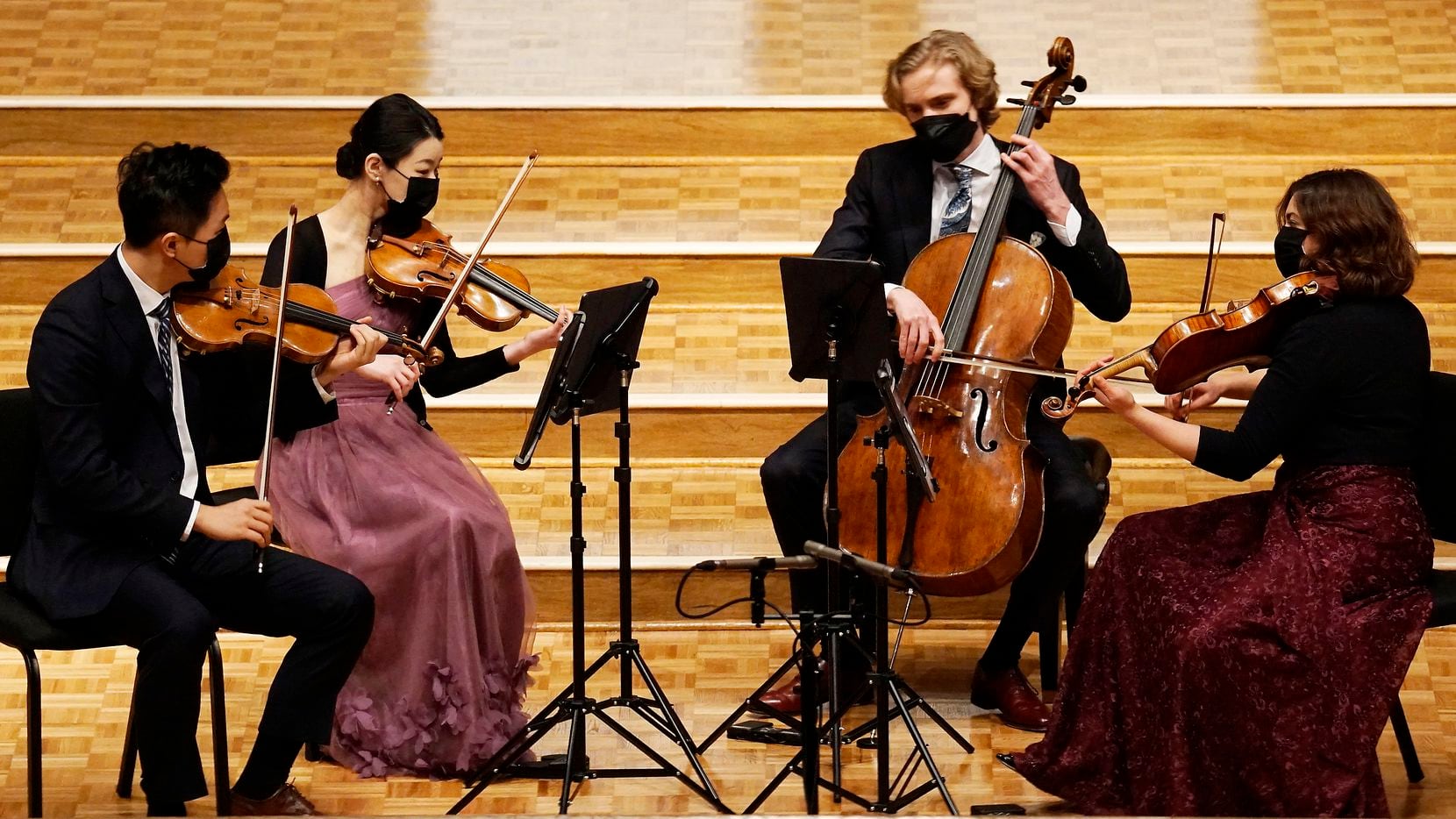 The Viano String Quartet performs at Lovers Lane United Methodist Church in Dallas on March...