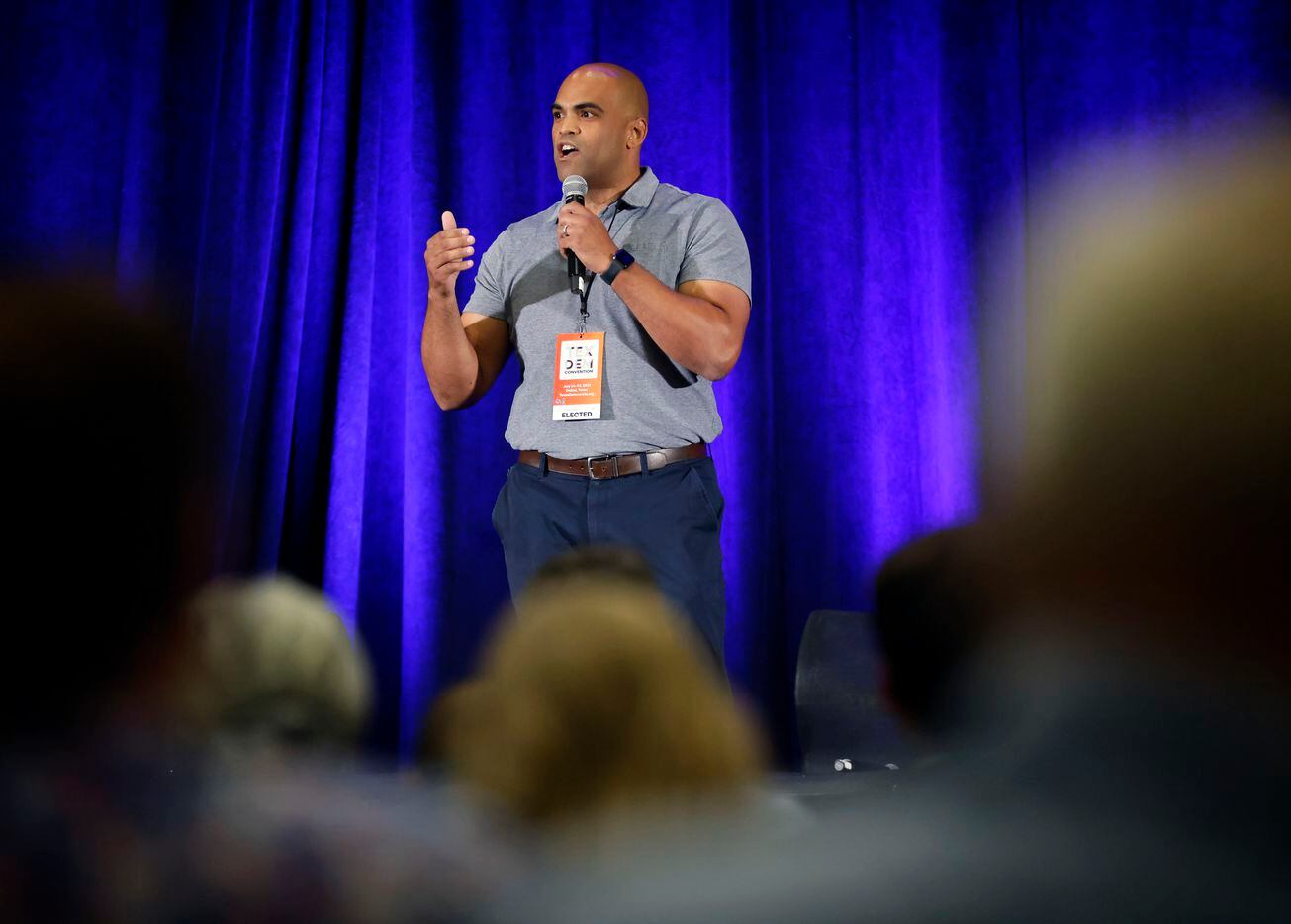 U.S. House Texas District 32 representative Colin Allred spoke to delegates and guests...