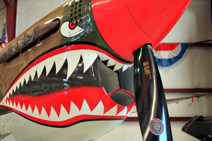 The well-known front cowling decoration used by The Flying Tigers adorns the P-40N Warhawk...