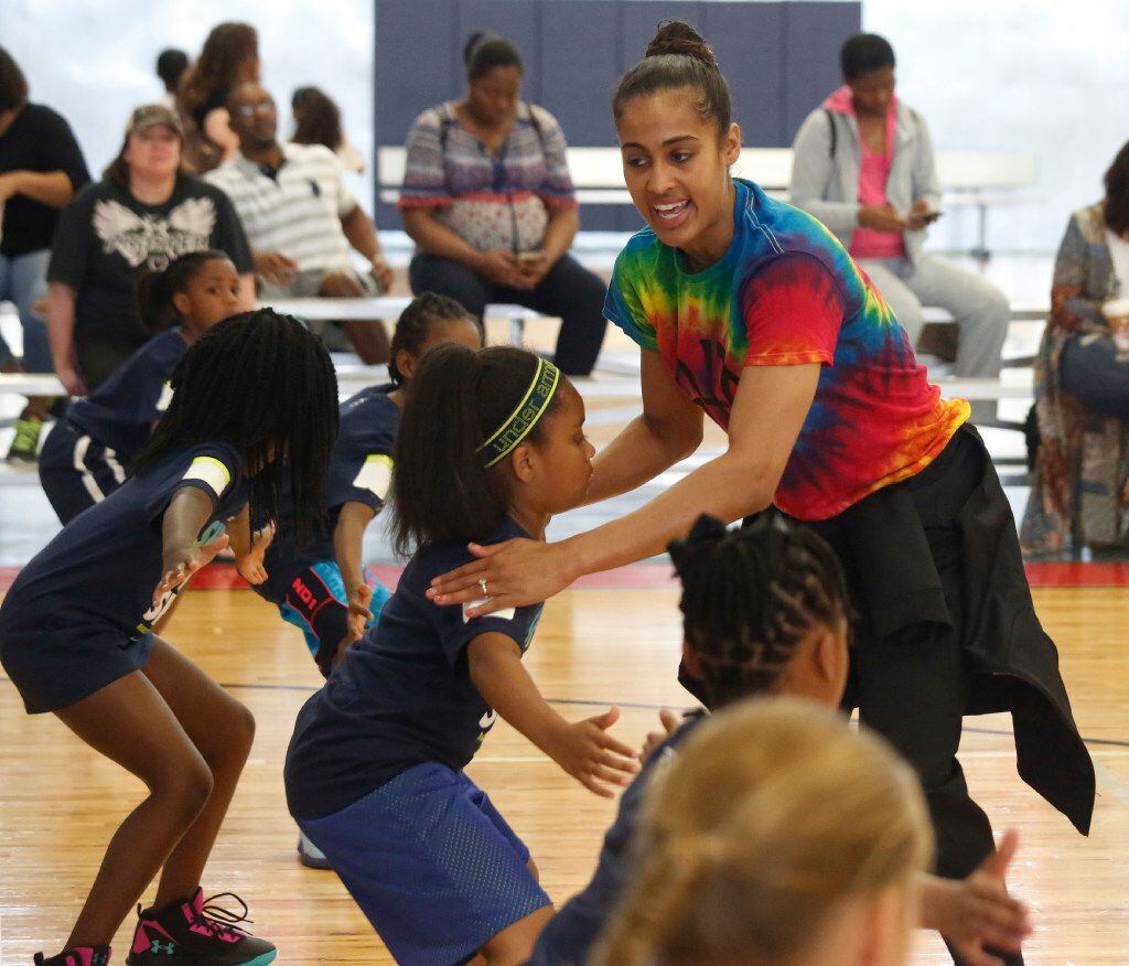 Dallas Wings star Skylar Diggins leads her basketball camp "Shoot 4 The Sky" at the Plano...