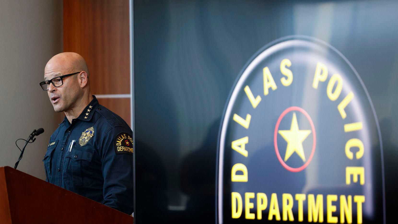 Dallas police Chief Eddie García spoke about a police officer shooting a man Sunday night in...