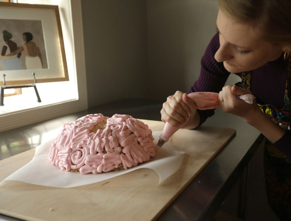 Dallas baker Stephanie Leichtle-Chalklen will teach kids to make a rice crispy treat frosted to look like a brain on Oct. 30, 2020 on Zoom.
