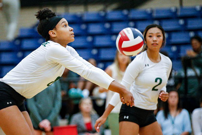 Lyric Stewart (8) of Mansfield Lake Ridge leads the Dallas area in aces, averaging 1.1 per...