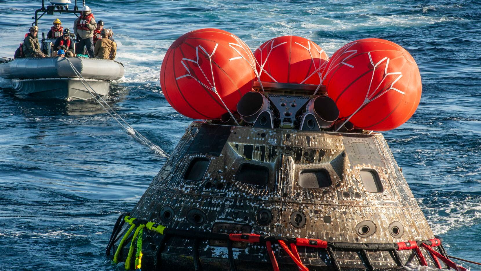 NASA's Orion spacecraft for the Artemis I mission was successfully recovered Monday inside...