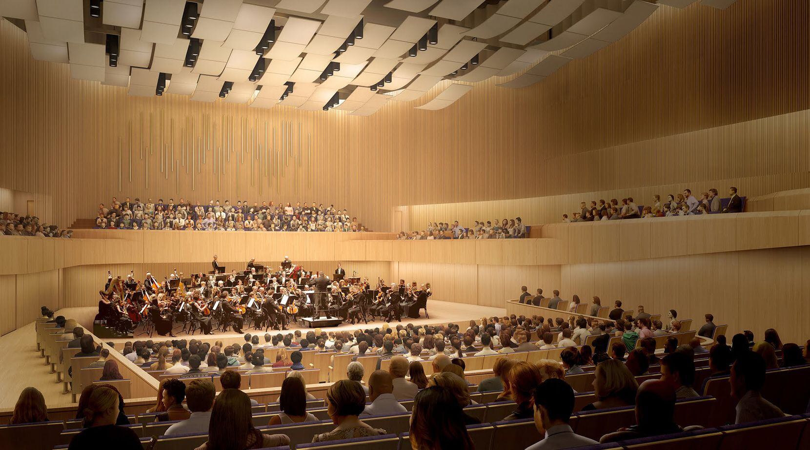 An early digital rendering of the Van Cliburn Concert Hall at the new Texas Christian...