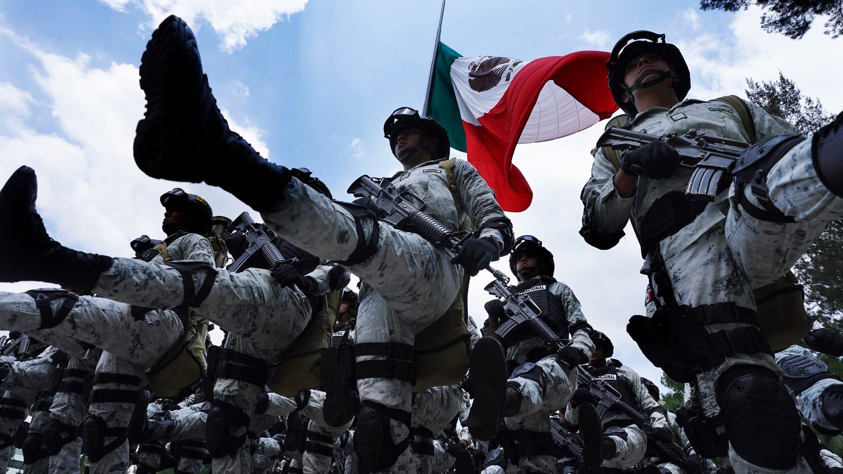La Guardia Nacional ensaya para el desfile del Día de la Independencia en el Campo1 Militar...