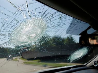 A windshield in Coppell took a hit from hail on June 6, 2018, when early-morning hailstorms caused damage in several areas in the metroplex. 