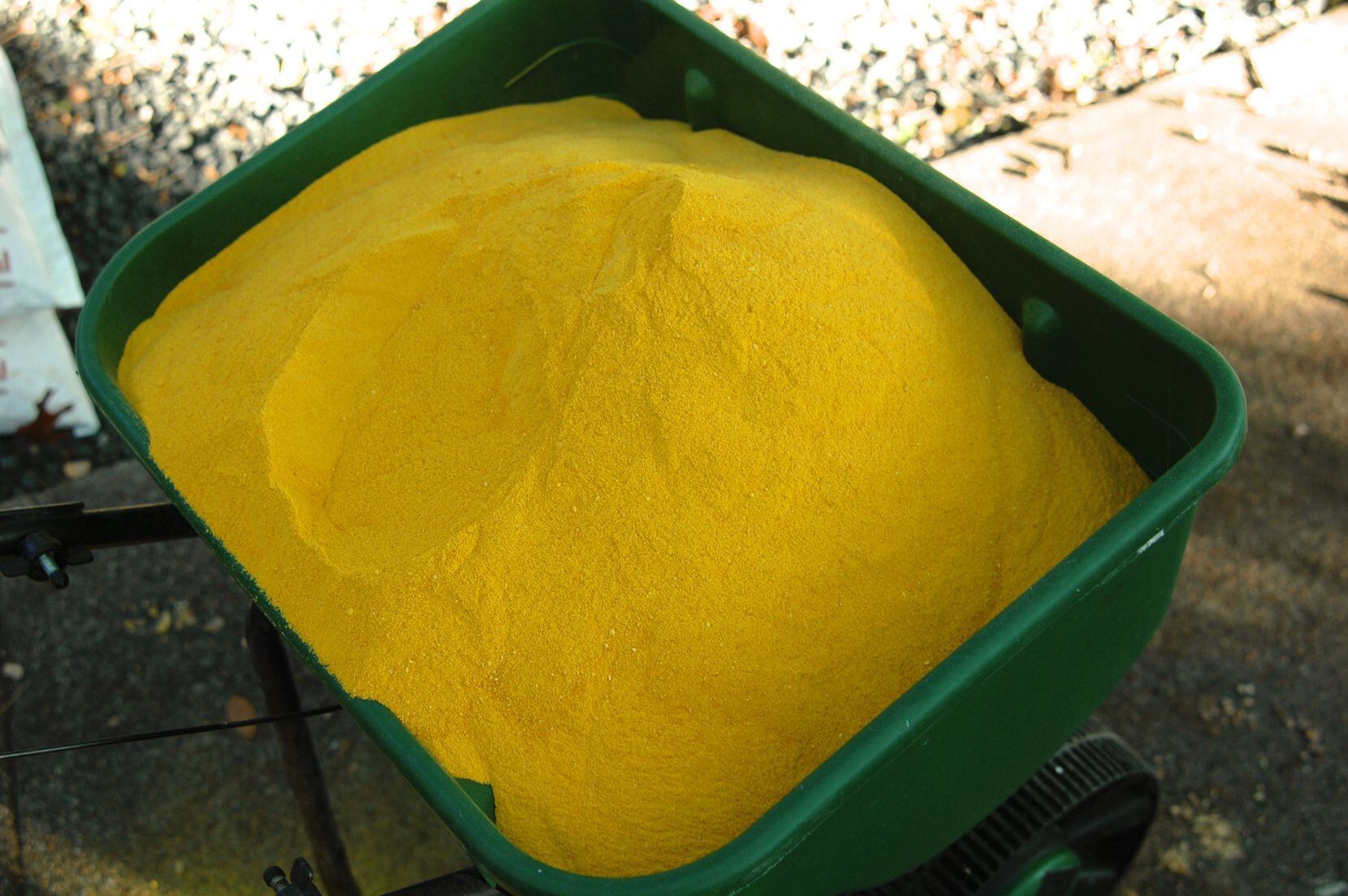 The powdered form of corn gluten meal is very effective but also messy to use.