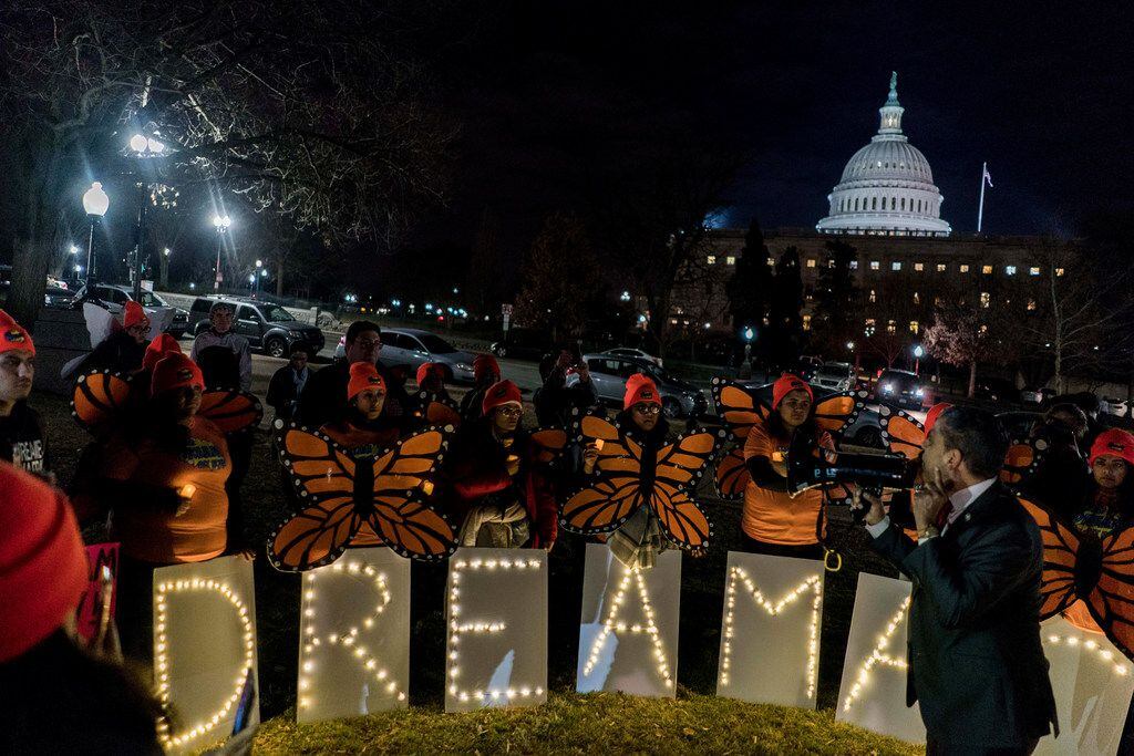 "Dreamers" protest outside the U.S. Capitol on Sunday as lawmakers debate their future....