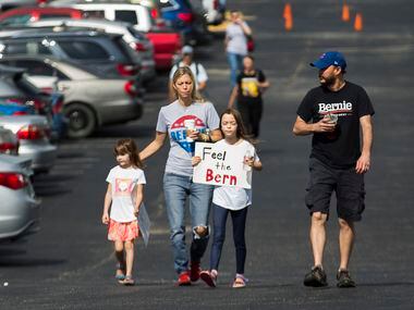 Supporters arrive for a rally by Vermont senator Bernie Sanders rally at the Verizon Theater...