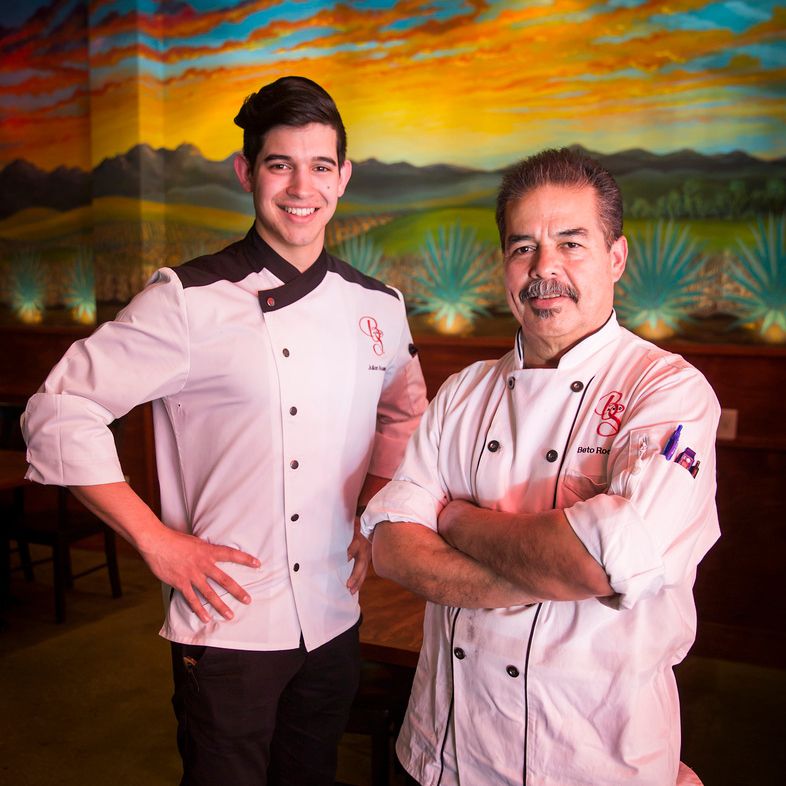 Father-and-son chefs Beto (right) and Julian Rodarte at Beto and Son restaurant in Trinity...