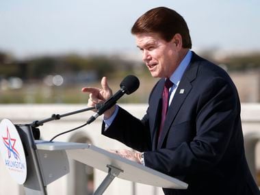 In this 2017 file photo, Arlington Mayor Jeff Williams speaks during a ribbon cutting for the new Center Street Bridge. The mayor revealed Thursday that he tested positive for COVID-19 over the holidays.