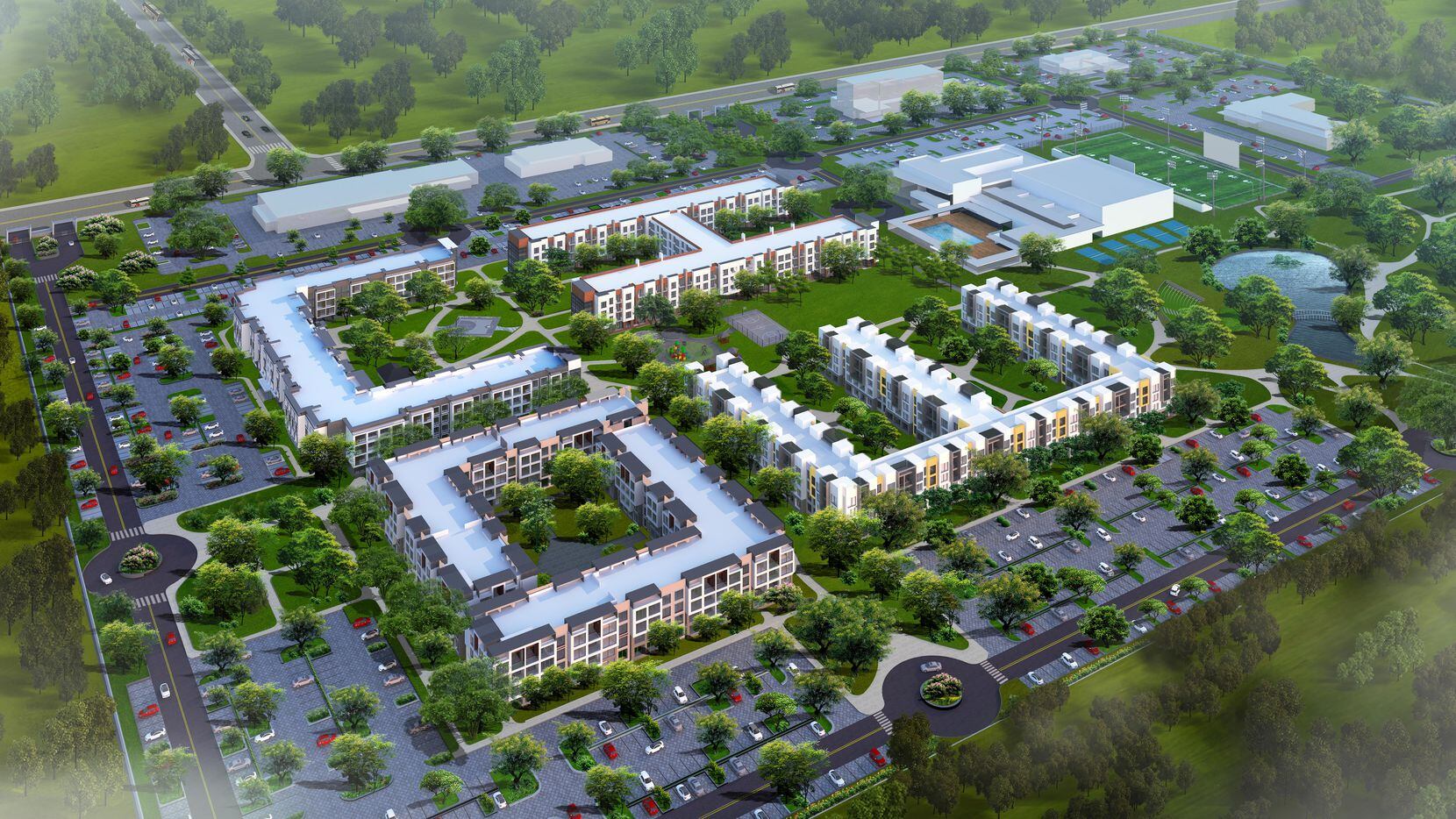 An artist's rendering shows an aerial view of a Homz community, which the company plans to...