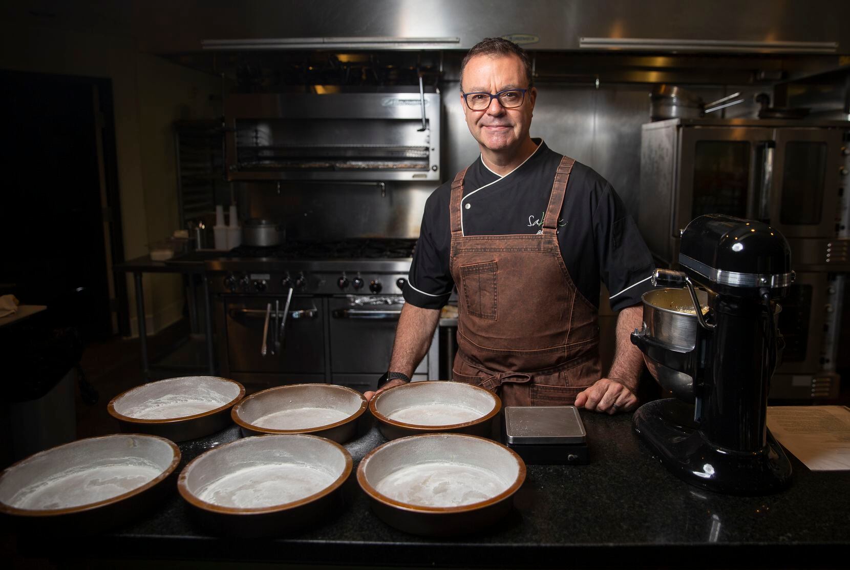 Chef Abraham Salum poses for a portrait at Salum restaurant on Cole Avenue on May 7, 2020 in...