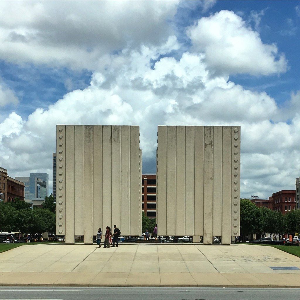 The John F. Kennedy Memorial was erected in Dallas in 1970.
