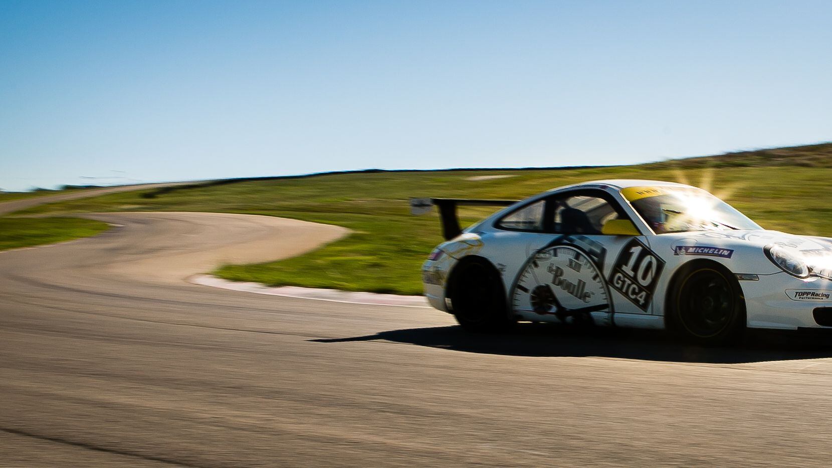 Nick Boulle inside his Porsche GT3 cup car at Motorsport Ranch in Cresson Texas. 