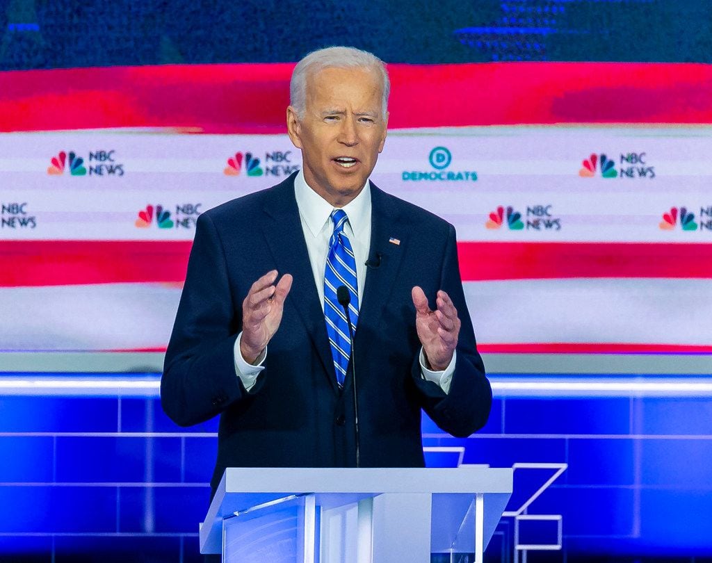 Former Vice President Joe Biden speaks during the second night of the first Democratic...