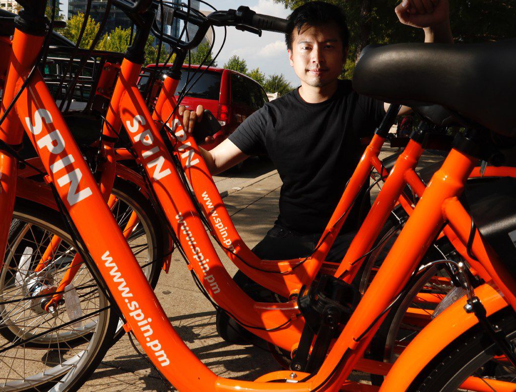 Euwyn Poon, president of Spin, a new bike share company in Dallas, photographed by Klyde...