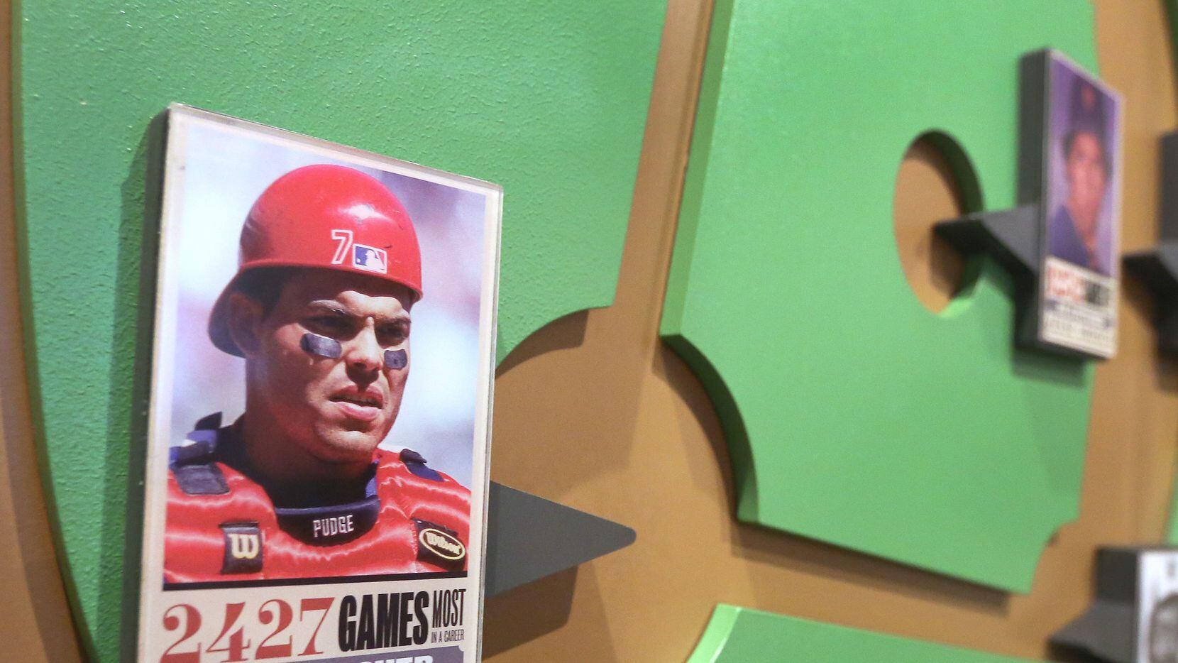 Former Texas Rangers catcher Pudge Rodriguez is included in a longevity exhibit (for most...