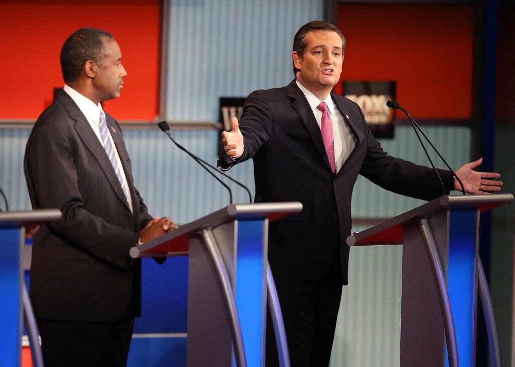  Sen. Ted Cruz speaks during the Republican Presidential Debate sponsored by Fox Business...