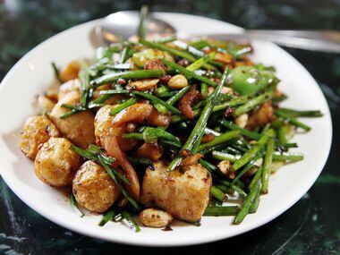 King's Special Stir-Fry: fish balls and fried tofu with tiny dried shrimp, garlic chives and...