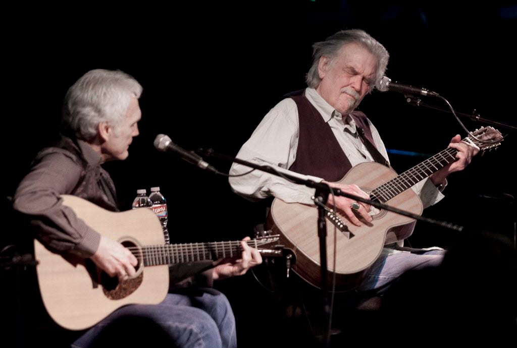 Guy Clark, right, and Vernon Thompson perform at Poor David's Pub in 2012.