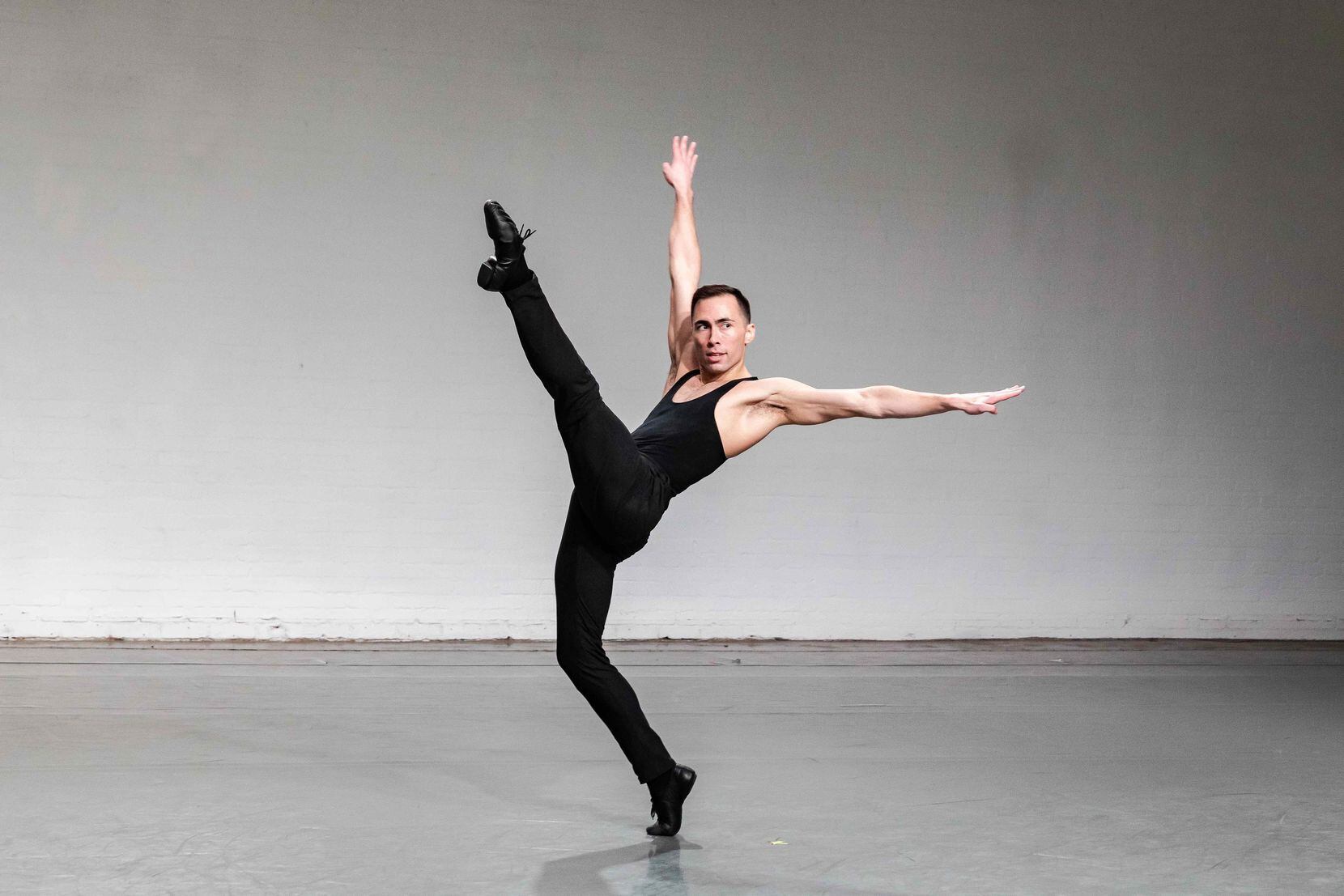 Bruce Wood Dance company member Cole Vernon in a rehearsal of Lar Lubovitch's "Elemental...
