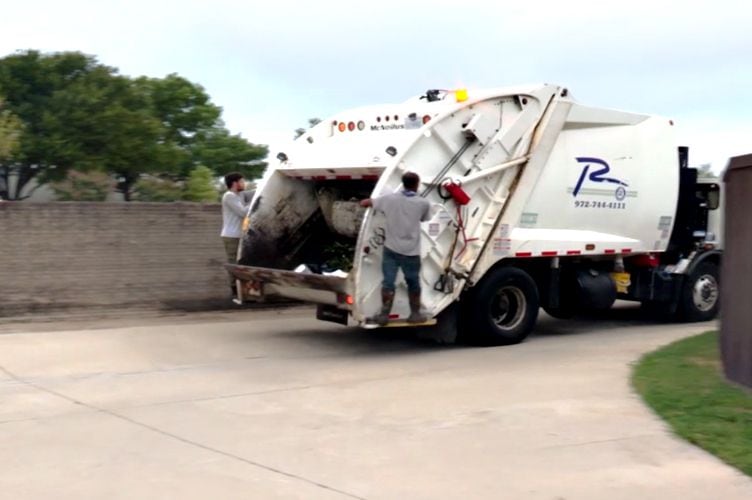 Richardson crews are shown working on trash collection.