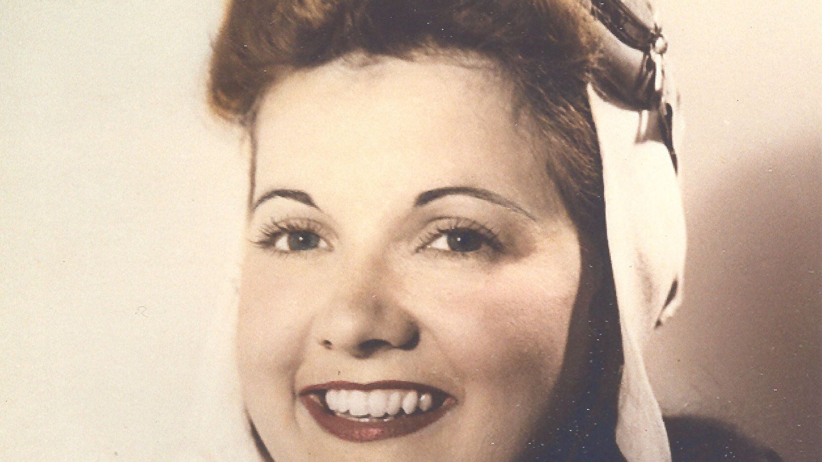 Elaine Harmon pictured in 1944 wearing her bomber jacket. Harmon was a member of the Women...